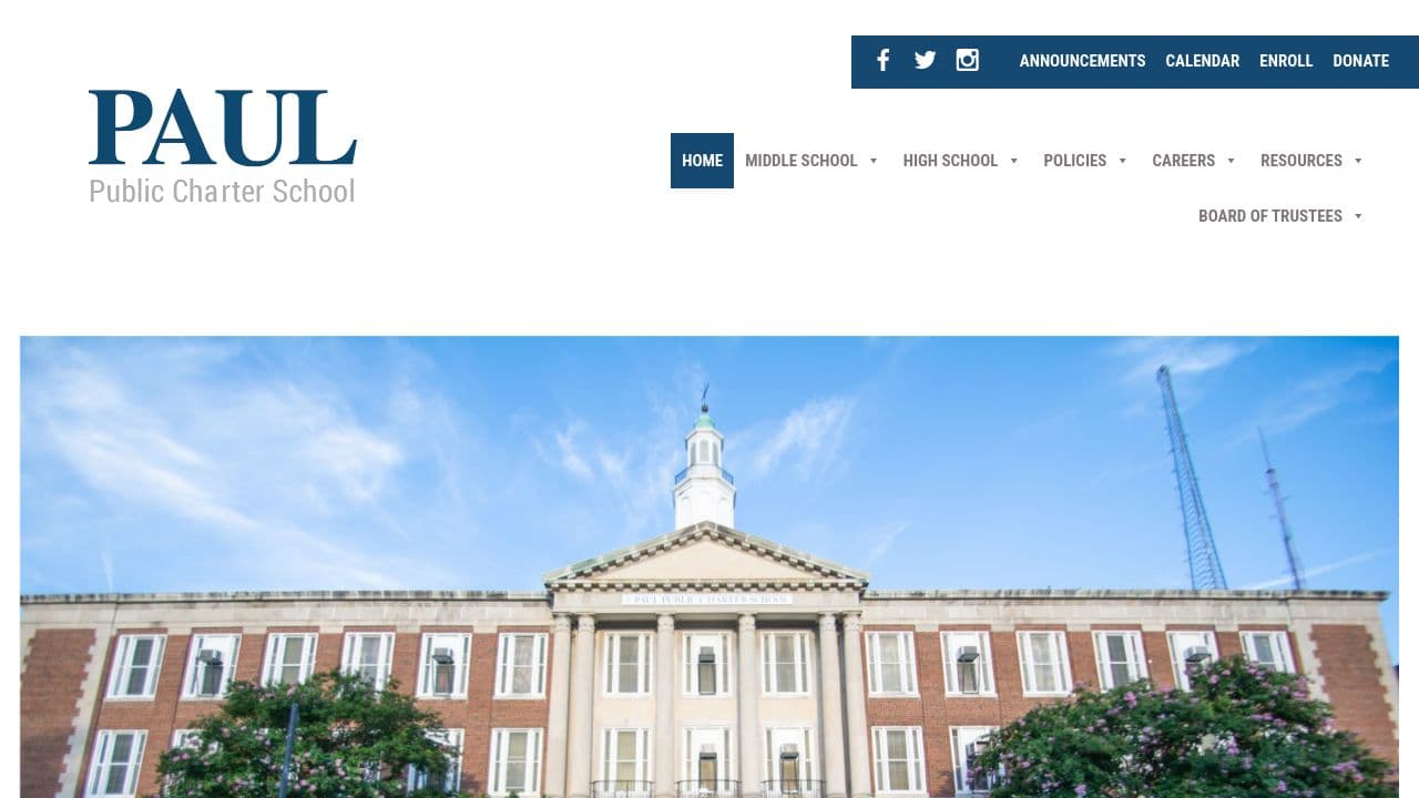 Paul Public Charter School website screenshot