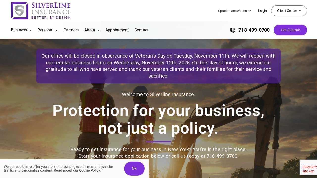 Silverline Insurance website screenshot