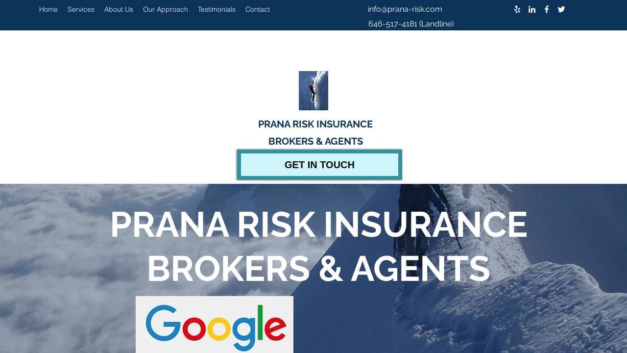 Prana Risk Insurance Services website screenshot
