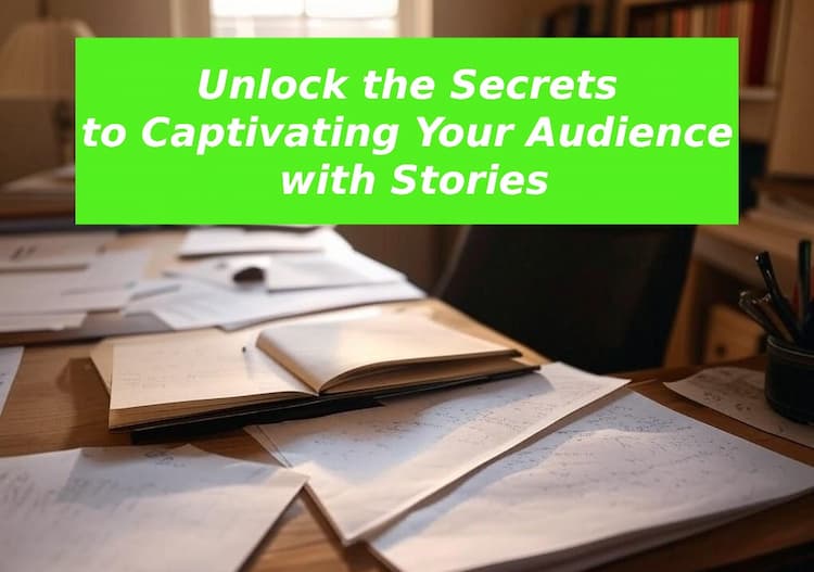 A cozy, sunlit study with a wooden desk cluttered with open notebooks and papers, a comfortable office chair, and shelves filled with books in the background.