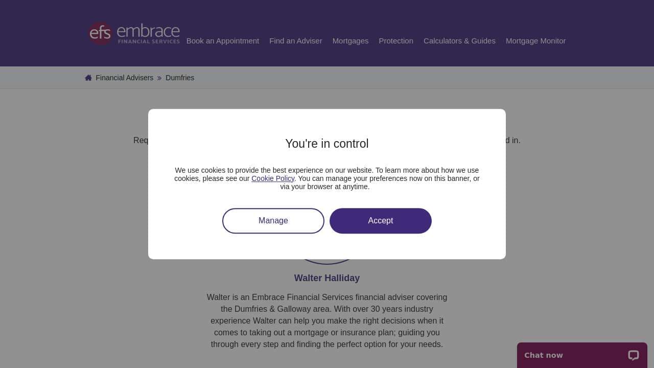 Embrace Financial Services website screenshot