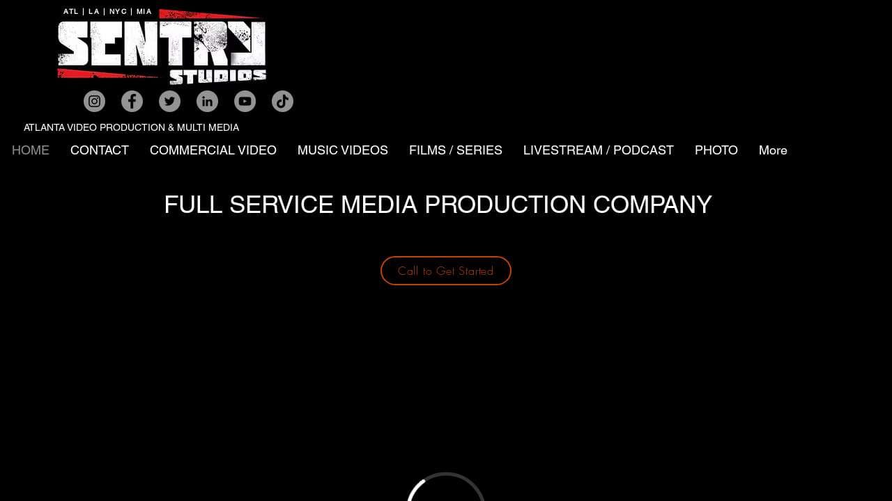 Sentry Studios website screenshot